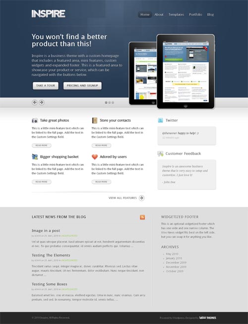 Inspire WordPress theme by WooThemes
