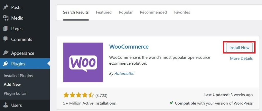 Install WooCommerce